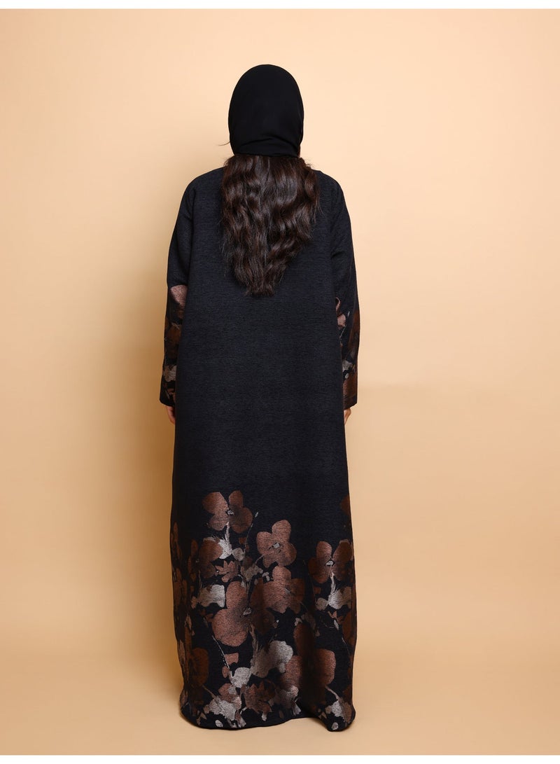 IKKXA Jacquard Flower Abaya - Image 3